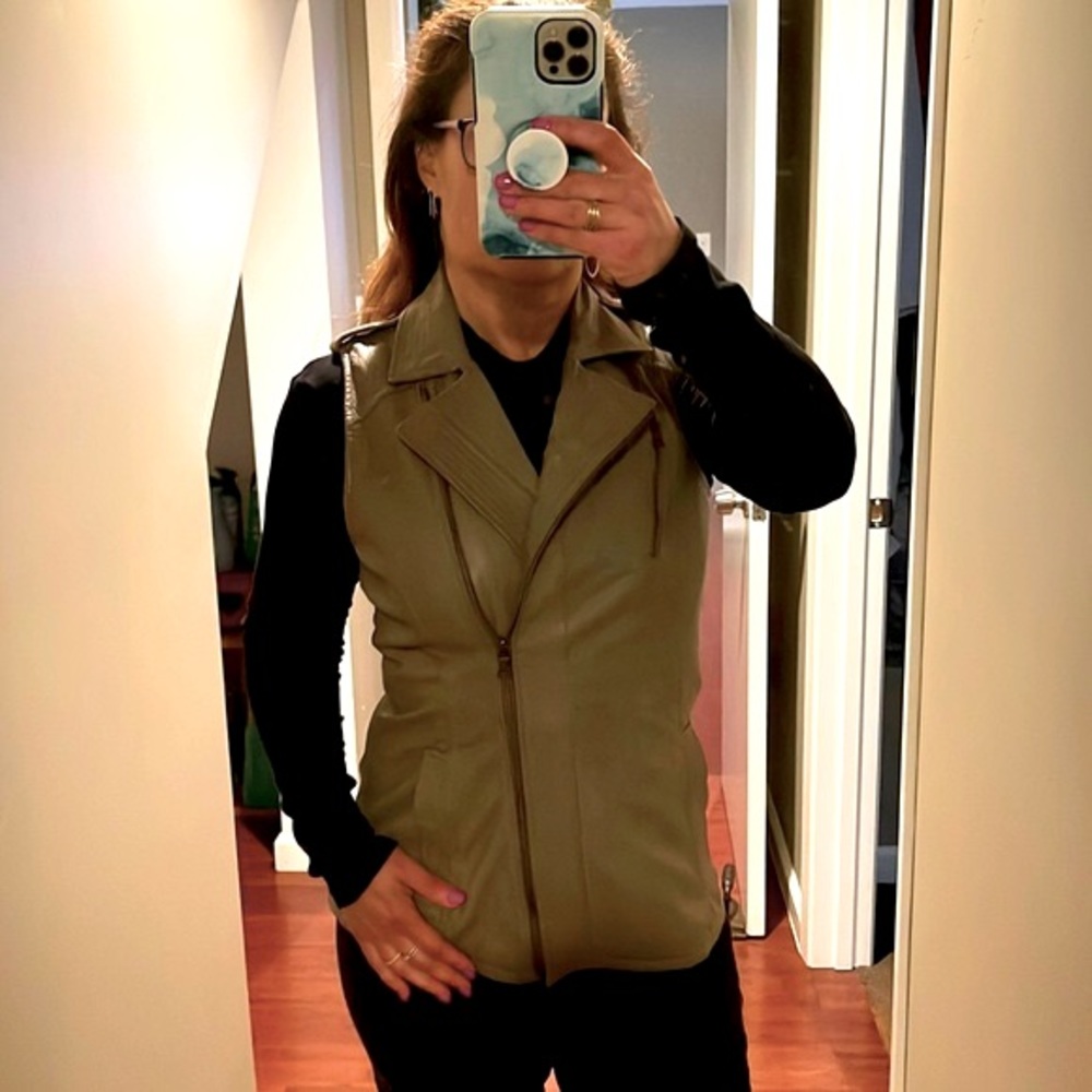 Leather vest in a caramel tan color